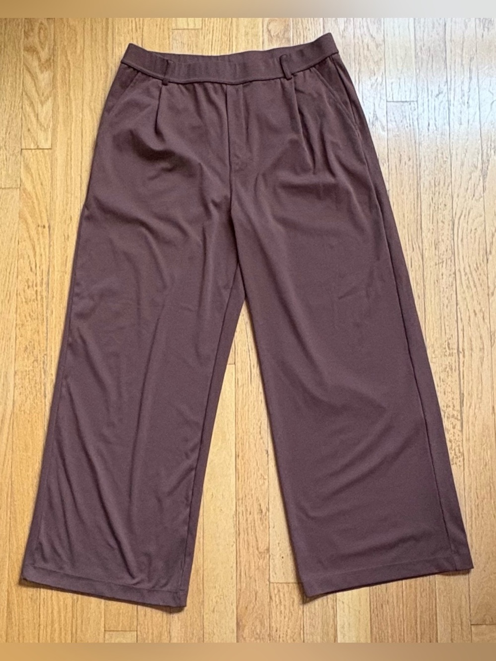 Halara High-Waisted Wide-Leg Pleated Work Pants - Brown (L/Petite)